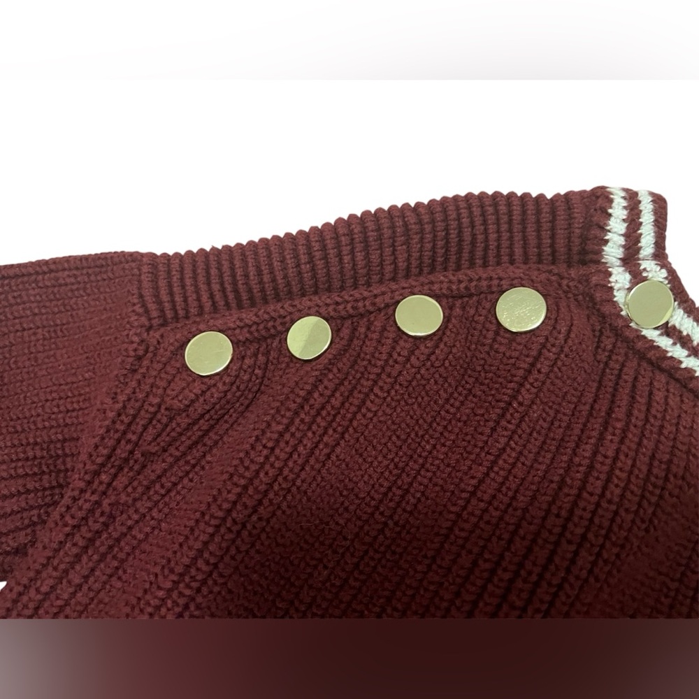 Maje Gold Button Red Sweater - Picture 4 of 7